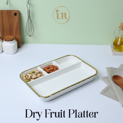 Elegant Rectangular Ceramic Serving Platter with Compartments