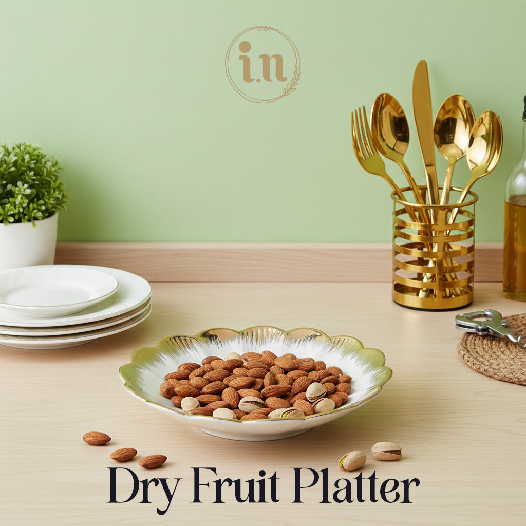 White & Gold Elegant Serving Platter for Stylish Dining