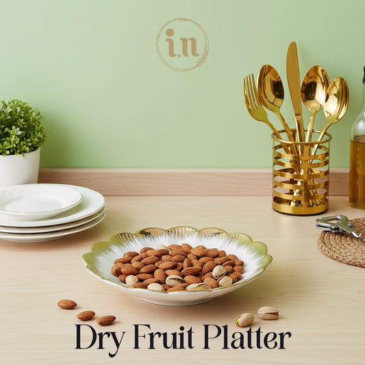 White & Gold Elegant Serving Platter for Stylish Dining