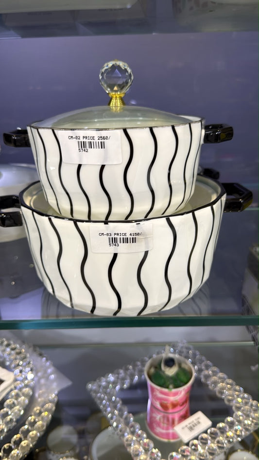 Ceramic serving bowl with lid-2200ml