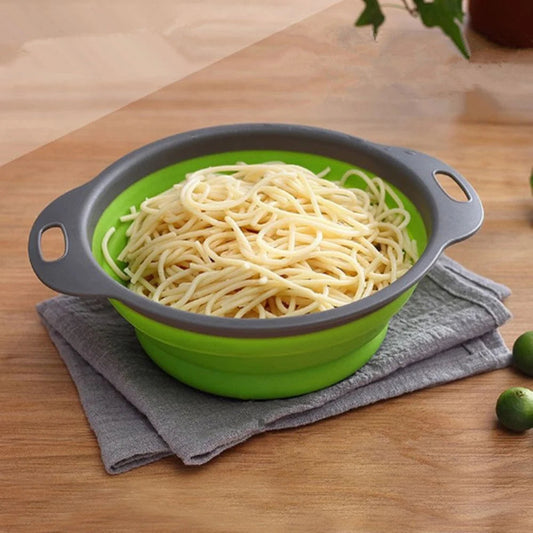 Round Collapsible Food-Grade Colander Basket | Foldable Fruit & Vegetable Washing Strainer with Handles