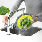 Round Collapsible Food-Grade Colander Basket | Foldable Fruit & Vegetable Washing Strainer with Handles