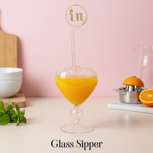 Aesthetic Heart-Shaped Glass Sipper