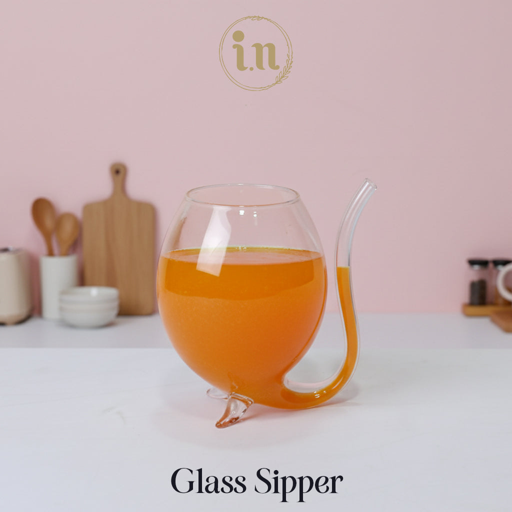 Bubble Glass Sipper with Built-In Straw