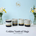 Set Of 4 Modern Black & Gold Ceramic Mugs – Multiple Patterns | Imperial Nest