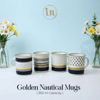 Set Of 4 Modern Black & Gold Ceramic Mugs – Multiple Patterns | Imperial Nest