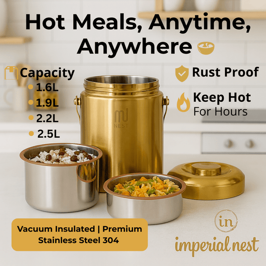 Nest Stainless Steel Insulated Luch Box | Tiffin – Hot Meals Anytime | Imperial Nest