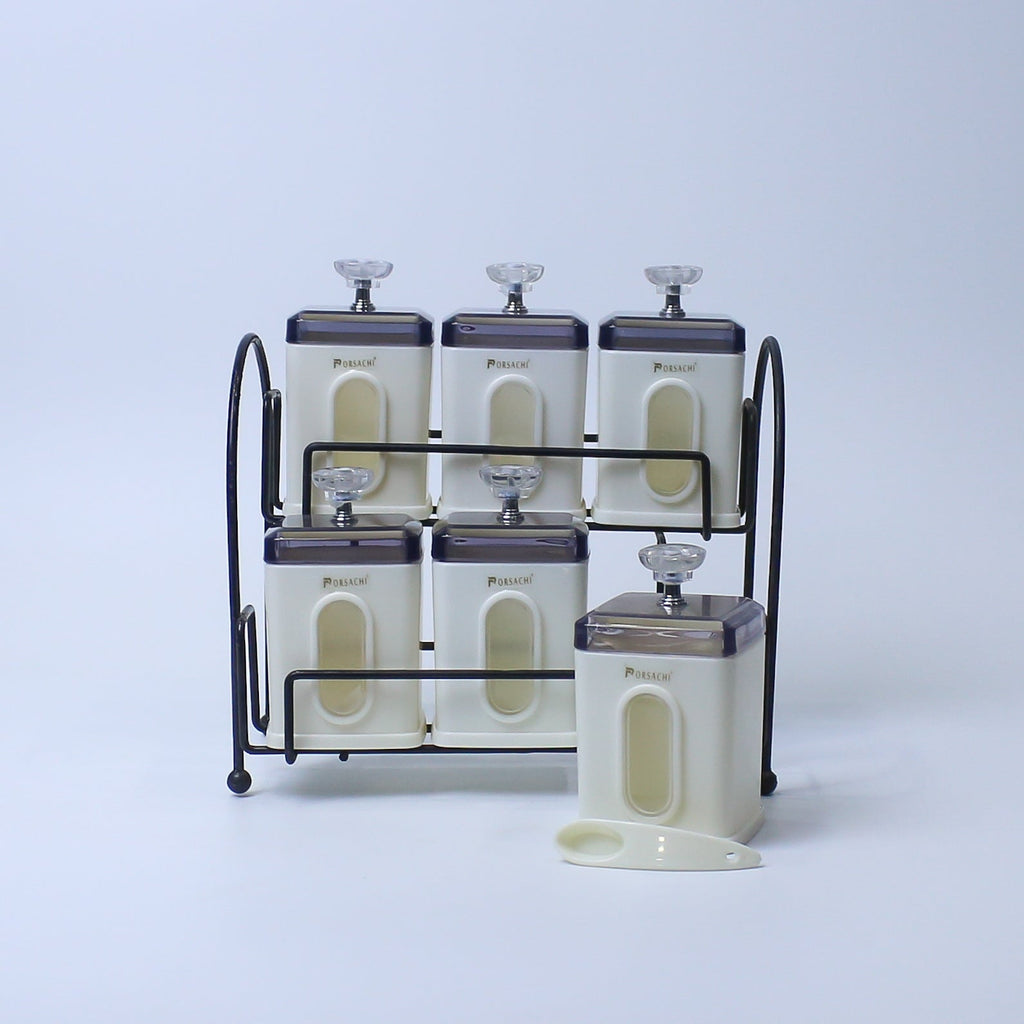Spice Jar Set | Spice Organizer With Stand | 6 Pcs (270ml each) Airtight Jars with Stand
