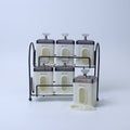 Spice Jar Set | Spice Organizer With Stand | 6 Pcs (270ml each) Airtight Jars with Stand