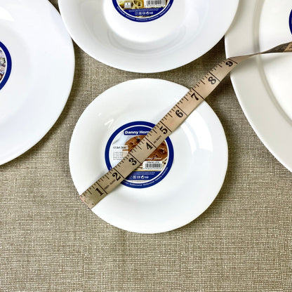 Danny Home Opal Ware Plate Set | Round Shape Marble Plates  | Microwave Safe | Dishwasher Safe