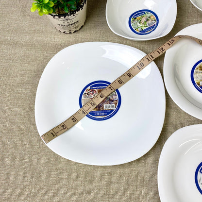 Danny Home Opal Ware Plate Set | Square Shape Marble Plates  | Microwave Safe | Dishwasher Safe
