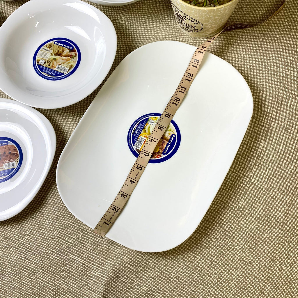 Danny Home Opal Ware 14 inch Rice Dish | Square Shape Marble Rice Dish | Dishwasher Safe | Microwave Safe