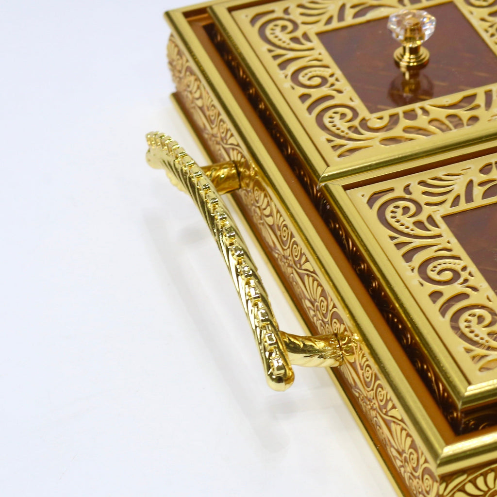 Royal Elegance Wooden Dry Fruit Tray – 4 Compartment Box