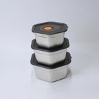 Hexagonal 3- Piece Stainless Steel Storage Boxes (1400ML, 2000ML, 2500ML)