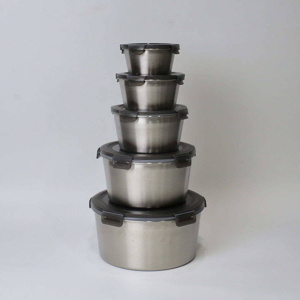 Stainless Steel 304 Round Storage Boxes - 4 Pcs & 5 Pcs Set