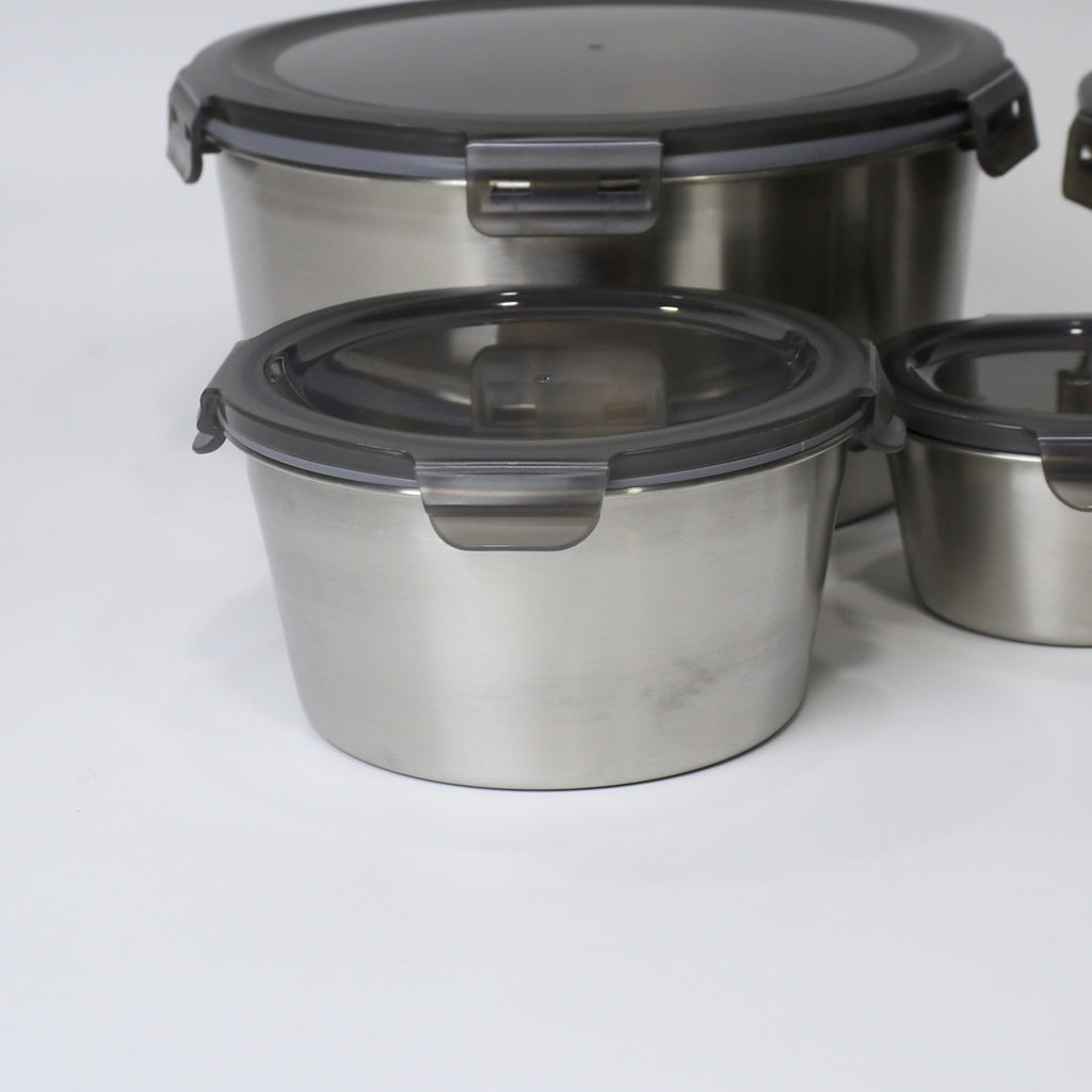 Stainless Steel 304 Round Storage Boxes - 4 Pcs & 5 Pcs Set