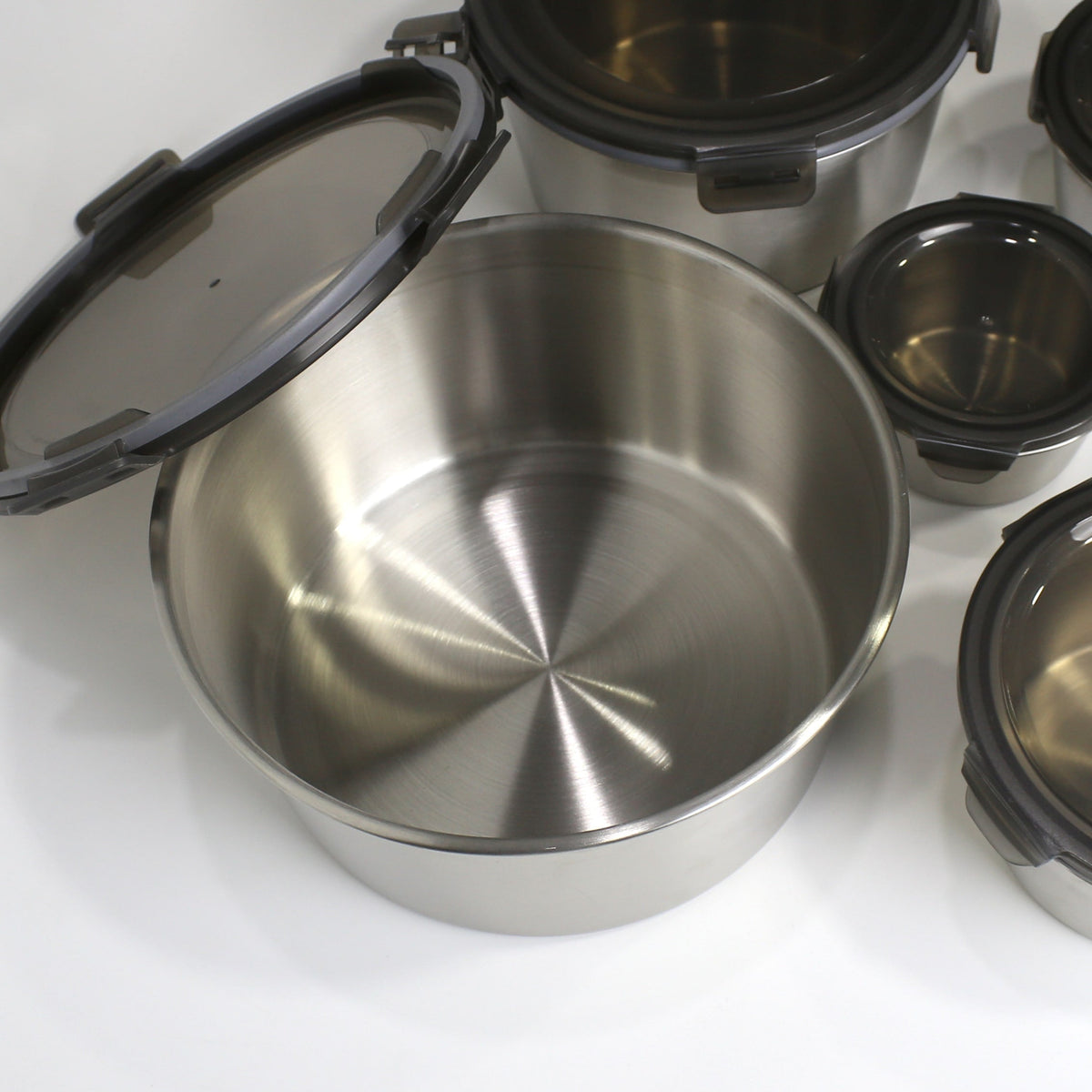 Stainless Steel 304 Round Storage Boxes - 4 Pcs & 5 Pcs Set