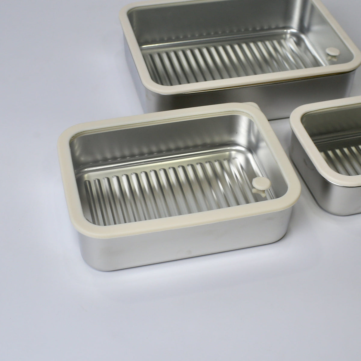 Stainless Steel 304 Storage Boxes with Tempered Glass Lids