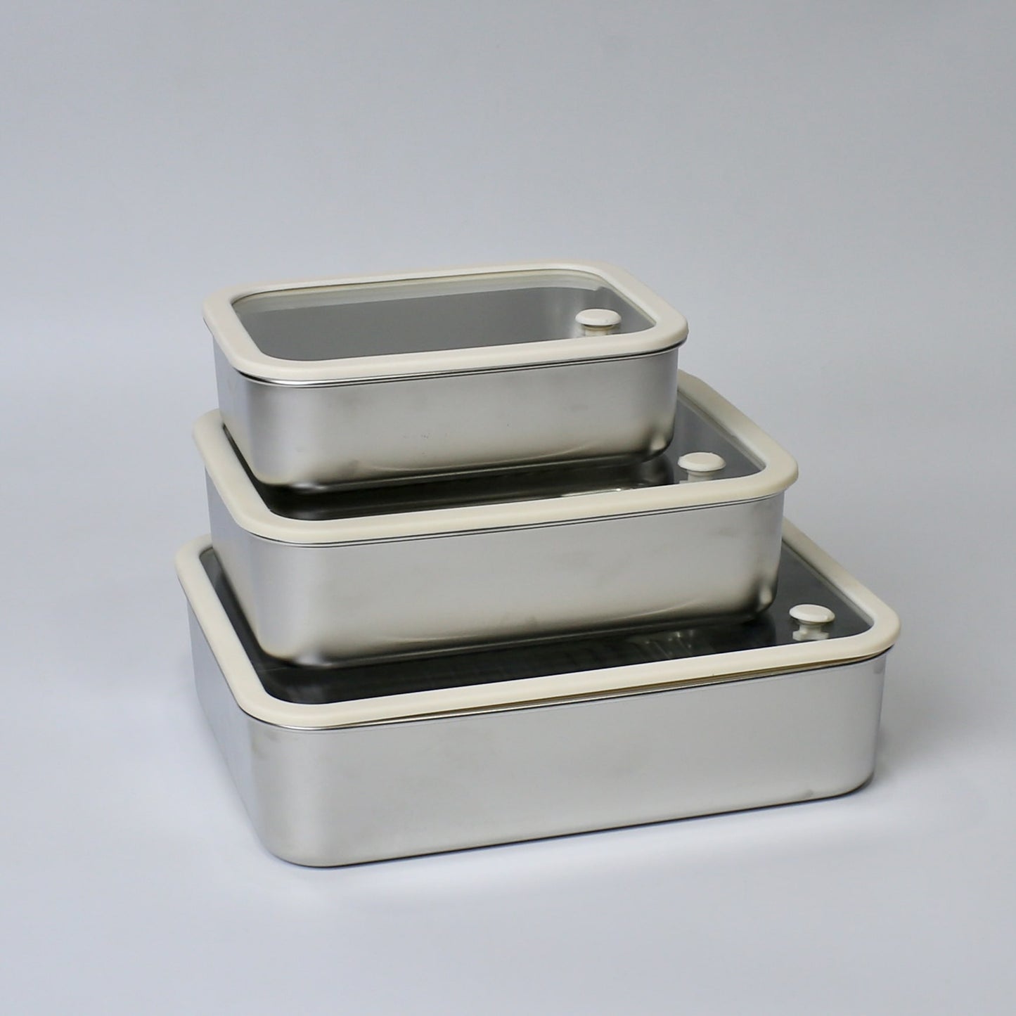 Stainless Steel 304 Storage Boxes with Tempered Glass Lids