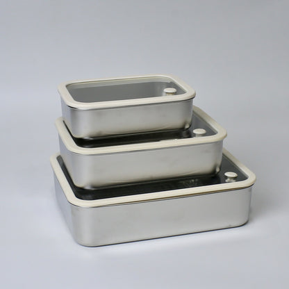 Stainless Steel 304 Storage Boxes with Tempered Glass Lids