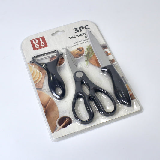 3-Piece Multipurpose Kitchen Tool Set – Knife, Scissors & Peeler