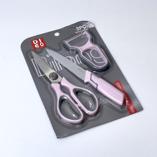 3-Piece Multipurpose Kitchen Tool Set – Knife, Scissors & Peeler - 3 Colors