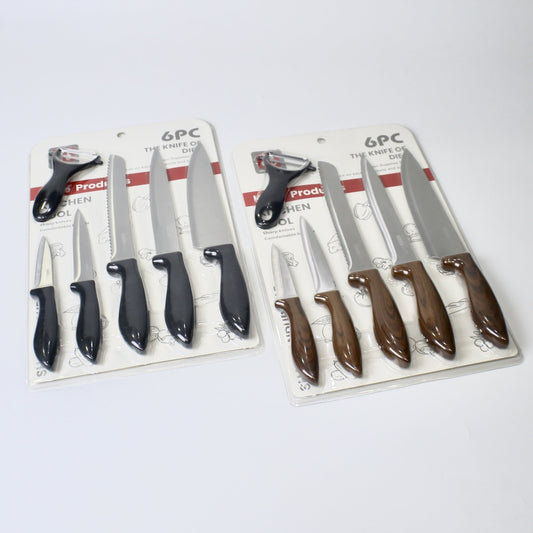 6-Piece Kitchen Knife Set with Peeler – 5 Multi-Size Knives + Vegetable Peeler