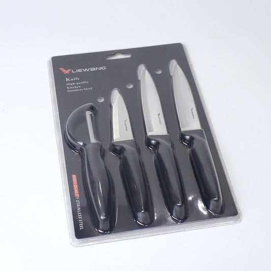 4-Piece Kitchen Knife & Peeler Set – 3 Stainless Steel Knives + Vegetable Peeler