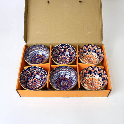 6PCS Mandala-Inspired Ceramic Bowl Set with Gift Box Packaging