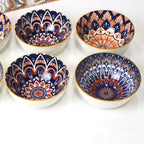 6 Pcs Mandala-Inspired Ceramic Bowl Set with Gift Box Packaging