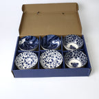 6 Pcs Floral Ceramic Bowl Set with Gift Box Packaging