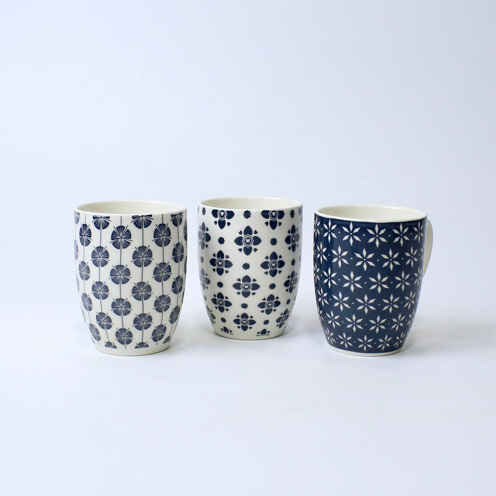 Set of 4 Midnight Mandala Ceramic Printed Mug – 350ml | Individual Designs | Elegant Modern Look