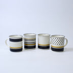 Set Of 4 Modern Black & Gold Ceramic Mugs – Multiple Patterns | Imperial Nest
