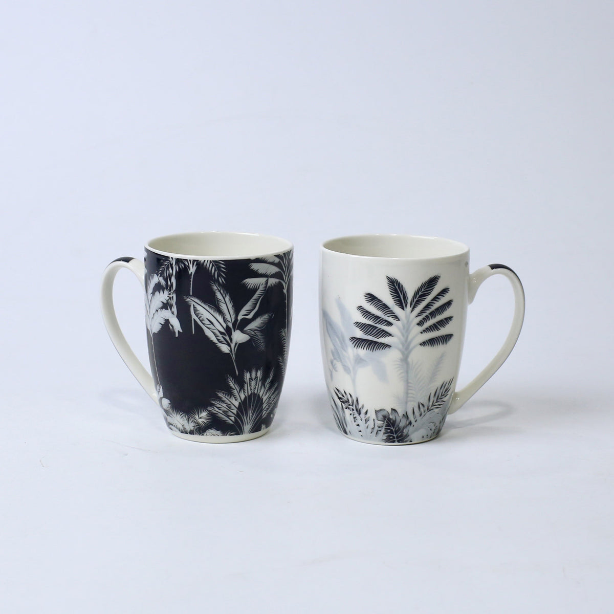 Set of 2 Jungle Whisper Ceramic Mugs – Black & White Jungle Print | Imperial Nest