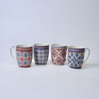Set of 4 Vintage Pattern Ceramic Mugs – Ethnic Print | Imperial Nest