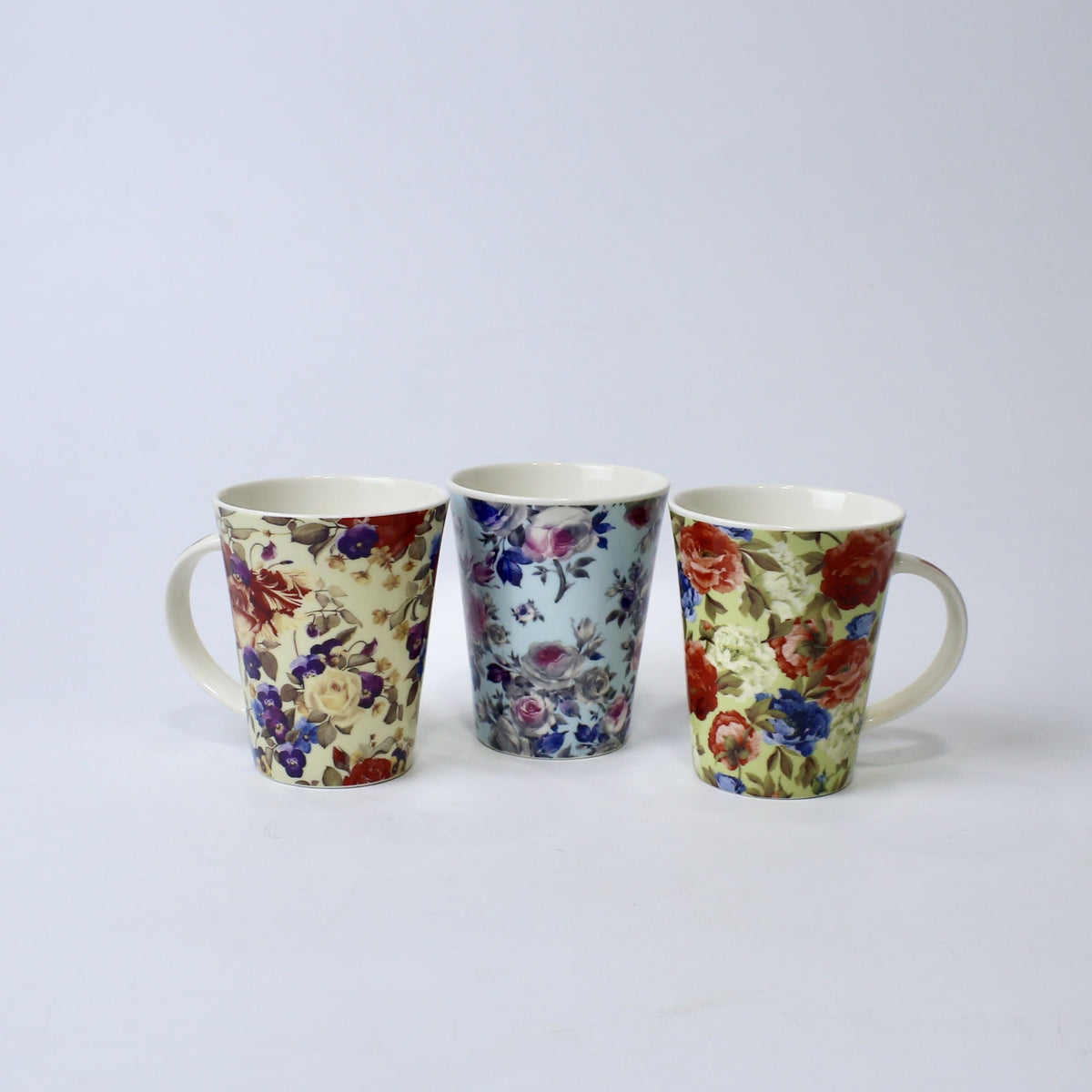 Set of 3 Wildflower Whisper Ceramic Mugs – Elegant Printed Cups | Imperial Nest