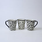 Set of 3 Black & White Ceramic Mugs – Heart & Pattern Designs | Imperial Nest