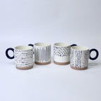 Set of 4 Sapphire Scribble Abstract Ceramic Mugs – Modern Art-Inspired Cups | Imperial Nest