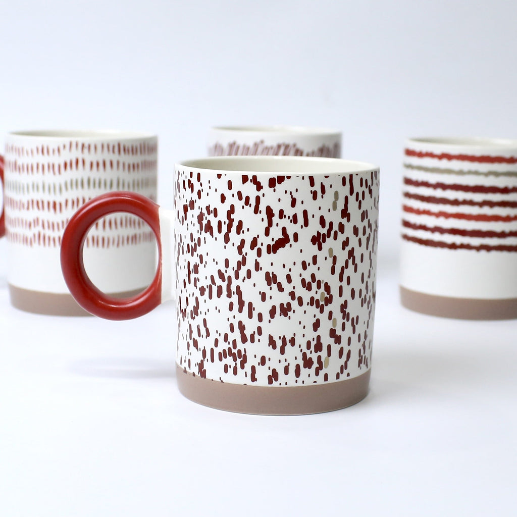 Set of 4 Cinnamon Sketch Ceramic Mugs – Modern Aesthetic Cups | Imperial Nest