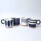 Set of 4 Ocean Drop Ceramic Mugs – Artistic Round Handle Cups | Imperial Nest