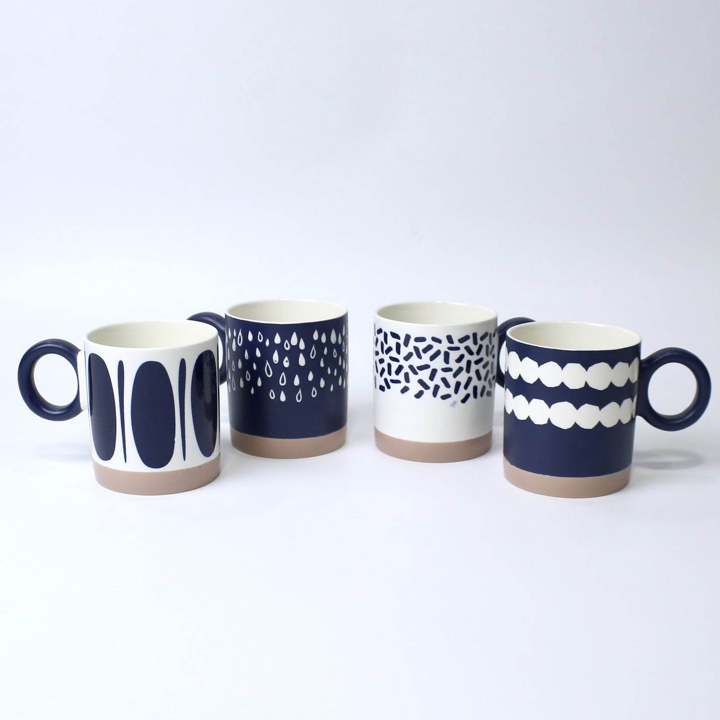 Navy Abstract Ceramic Mugs – Artistic Round Handle Cups | Imperial Nest