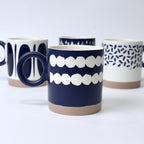 Set of 4 Ocean Drop Ceramic Mugs – Artistic Round Handle Cups | Imperial Nest