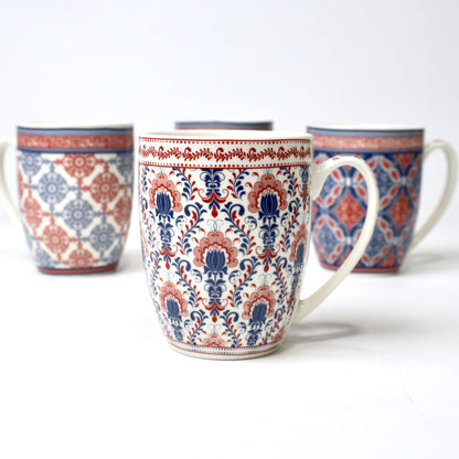 Ethnic Ceramic Mug Collection – Red & Blue Traditional Prints | Imperial Nest