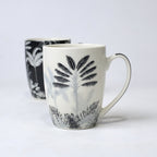 Set of 2 Jungle Whisper Ceramic Mugs – Black & White Jungle Print | Imperial Nest