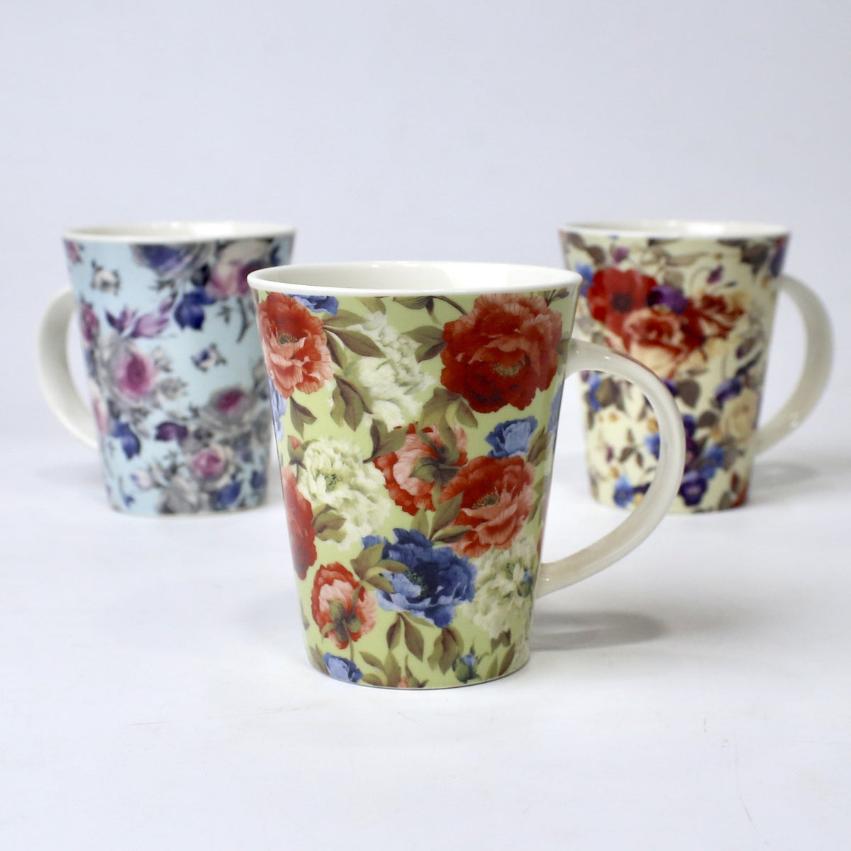 Set of 3 Wildflower Whisper Ceramic Mugs – Elegant Printed Cups | Imperial Nest