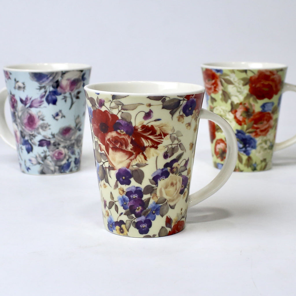 Set of 3 Wildflower Whisper Ceramic Mugs – Elegant Printed Cups | Imperial Nest