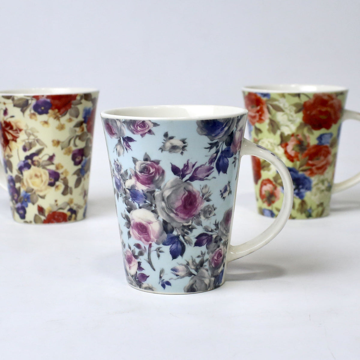 Set of 3 Wildflower Whisper Ceramic Mugs – Elegant Printed Cups | Imperial Nest