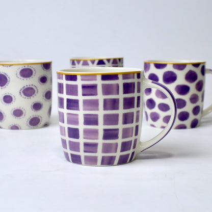 Purple Pattern Ceramic Mugs – Bold Geometric & Dot Designs | Imperial Nest