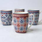 Set of 4 Vintage Pattern Ceramic Mugs – Ethnic Print | Imperial Nest
