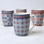 Set of 4 Vintage Pattern Ceramic Mugs – Ethnic Print | Imperial Nest